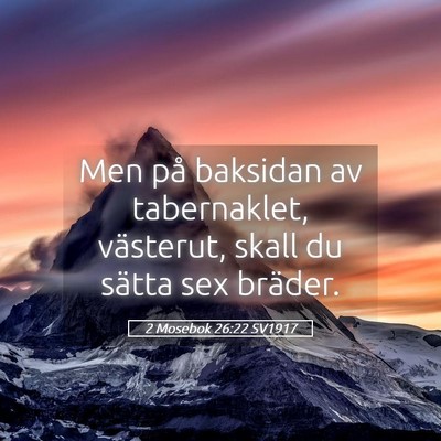 Picture 05 - 2 Mosebok 26:22 SV1917 - Men på baksidan av tabernaklet, västerut, skall - Bible Verse Picture