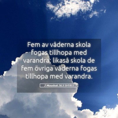 Picture 05 - 2 Mosebok 26:3 SV1917 - Fem av våderna skola fogas tillhopa med - Bible Verse Picture