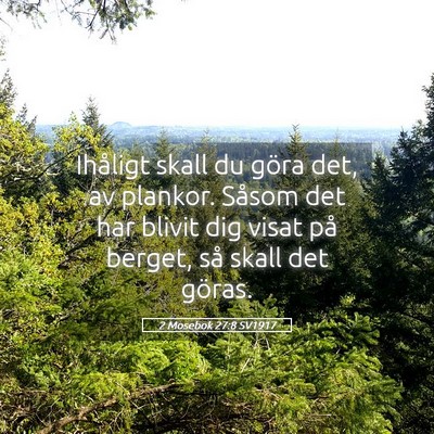 Picture 05 - 2 Mosebok 27:8 SV1917 - Ihåligt skall du göra det, av plankor. Såsom - Bible Verse Picture