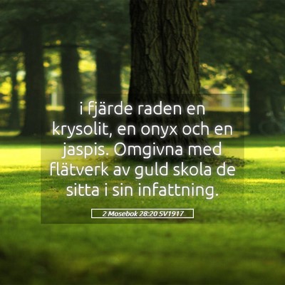Picture 05 - 2 Mosebok 28:20 SV1917 - i fjärde raden en krysolit, en onyx och en - Bible Verse Picture