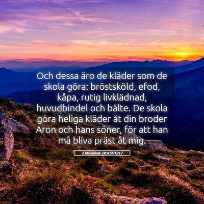 Picture 05 - 2 Mosebok 28:4 SV1917 - Och dessa äro de kläder som de skola göra: - Bible Verse Picture
