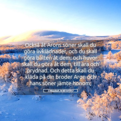 Picture 05 - 2 Mosebok 28:40 SV1917 - Också åt Arons söner skall du göra - Bible Verse Picture