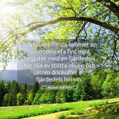 Picture 05 - 2 Mosebok 29:40 SV1917 - och till det första lammet en tiondedels efa - Bible Verse Picture