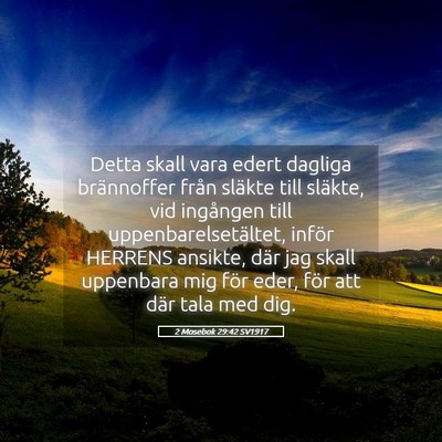 Picture 05 - 2 Mosebok 29:42 SV1917 - Detta skall vara edert dagliga brännoffer från - Bible Verse Picture
