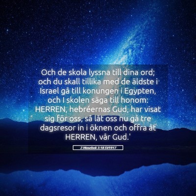 Picture 05 - 2 Mosebok 3:18 SV1917 - Och de skola lyssna till dina ord; och du skall - Bible Verse Picture