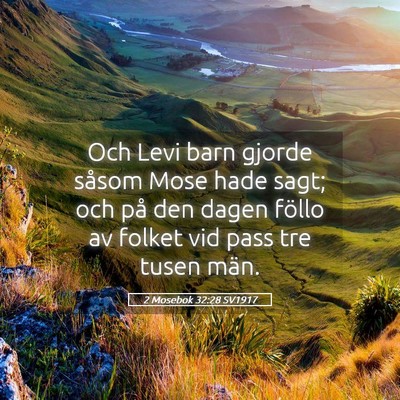 Picture 05 - 2 Mosebok 32:28 SV1917 - Och Levi barn gjorde såsom Mose hade sagt; och - Bible Verse Picture