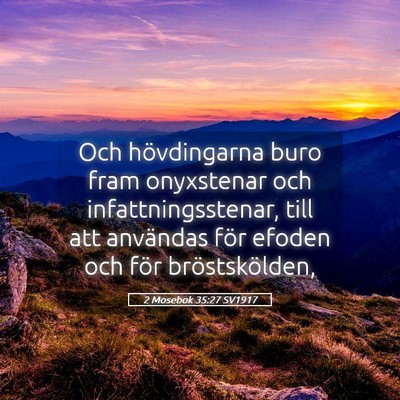 Picture 05 - 2 Mosebok 35:27 SV1917 - Och hövdingarna buro fram onyxstenar och - Bible Verse Picture