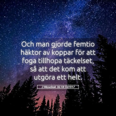 Picture 05 - 2 Mosebok 36:18 SV1917 - Och man gjorde femtio häktor av koppar för att - Bible Verse Picture