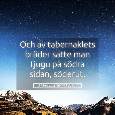 Picture 05 - 2 Mosebok 36:23 SV1917 - Och av tabernaklets bräder satte man tjugu på - Bible Verse Picture