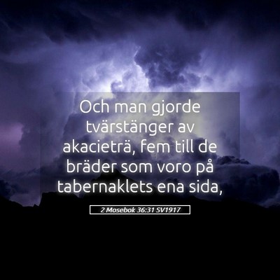 Picture 05 - 2 Mosebok 36:31 SV1917 - Och man gjorde tvärstänger av akacieträ, fem - Bible Verse Picture