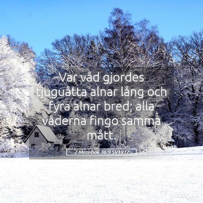 Picture 05 - 2 Mosebok 36:9 SV1917 - Var våd gjordes tjuguåtta alnar lång och fyra - Bible Verse Picture