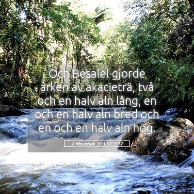 Picture 05 - 2 Mosebok 37:1 SV1917 - Och Besalel gjorde arken av akacieträ, två och - Bible Verse Picture