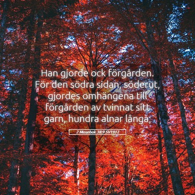 Picture 05 - 2 Mosebok 38:9 SV1917 - Han gjorde ock förgården. För den södra - Bible Verse Picture