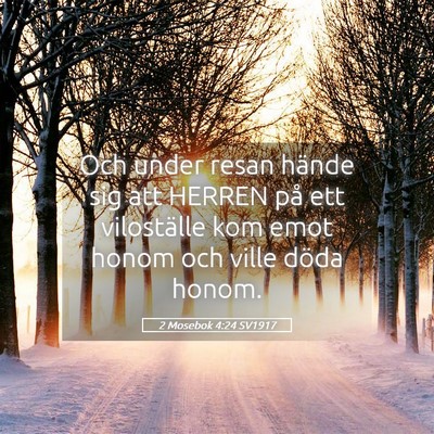 Picture 05 - 2 Mosebok 4:24 SV1917 - Och under resan hände sig att HERREN på ett - Bible Verse Picture
