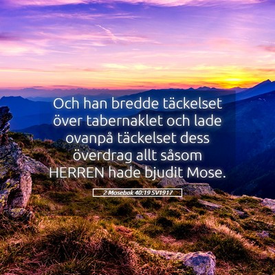 Picture 05 - 2 Mosebok 40:19 SV1917 - Och han bredde täckelset över tabernaklet och - Bible Verse Picture