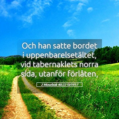 Picture 05 - 2 Mosebok 40:22 SV1917 - Och han satte bordet i uppenbarelsetältet, vid - Bible Verse Picture