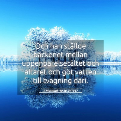 Picture 05 - 2 Mosebok 40:30 SV1917 - Och han ställde bäckenet mellan - Bible Verse Picture