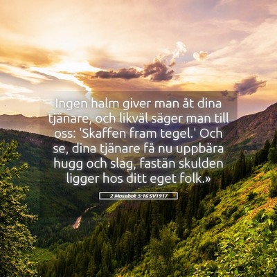 Picture 05 - 2 Mosebok 5:16 SV1917 - Ingen halm giver man åt dina tjänare, och - Bible Verse Picture