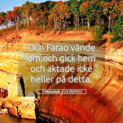 Picture 05 - 2 Mosebok 7:23 SV1917 - Och Farao vände om och gick hem och aktade icke - Bible Verse Picture