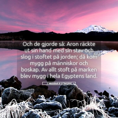 Picture 05 - 2 Mosebok 8:17 SV1917 - Och de gjorde så: Aron räckte ut sin hand med - Bible Verse Picture