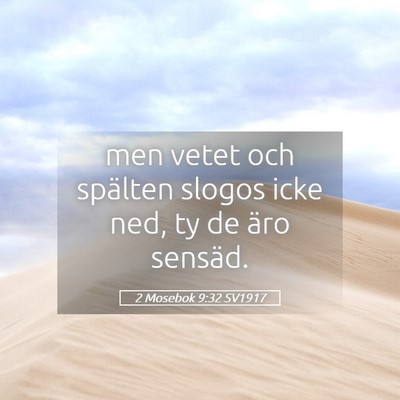 Picture 05 - 2 Mosebok 9:32 SV1917 - men vetet och spälten slogos icke ned, ty de - Bible Verse Picture