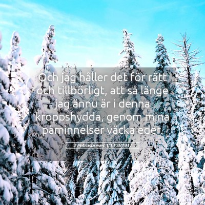 Picture 05 - 2 Petrusbrevet 1:13 SV1917 - Och jag håller det för rätt och tillbörligt, - Bible Verse Picture