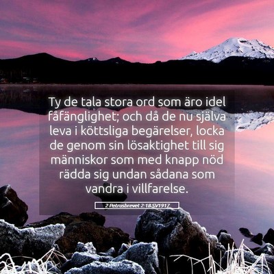 Picture 05 - 2 Petrusbrevet 2:18 SV1917 - Ty de tala stora ord som äro idel - Bible Verse Picture