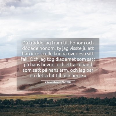 Picture 05 - 2 Samuelsboken 1:10 SV1917 - Då trädde jag fram till honom och dödade - Bible Verse Picture