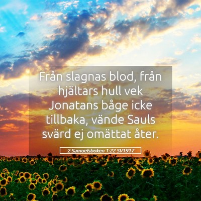 Picture 05 - 2 Samuelsboken 1:22 SV1917 - Från slagnas blod, från hjältars hull vek - Bible Verse Picture
