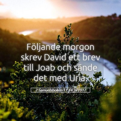 Picture 05 - 2 Samuelsboken 11:14 SV1917 - Följande morgon skrev David ett brev till Joab - Bible Verse Picture