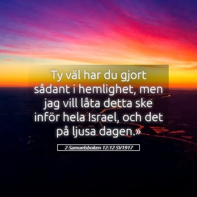 Picture 05 - 2 Samuelsboken 12:12 SV1917 - Ty väl har du gjort sådant i hemlighet, men jag - Bible Verse Picture