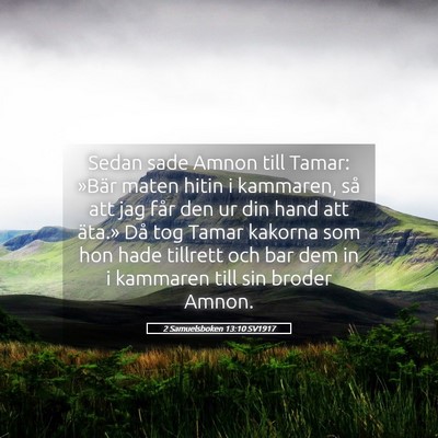 Picture 05 - 2 Samuelsboken 13:10 SV1917 - Sedan sade Amnon till Tamar: »Bär maten hitin i - Bible Verse Picture
