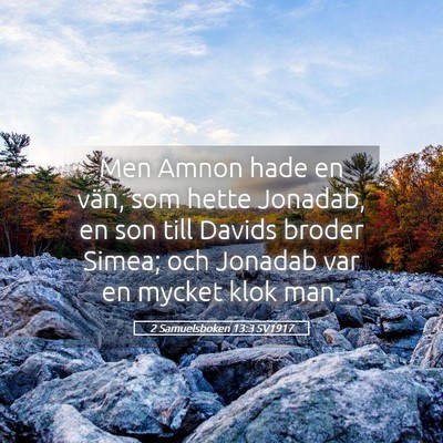 Picture 05 - 2 Samuelsboken 13:3 SV1917 - Men Amnon hade en vän, som hette Jonadab, en son - Bible Verse Picture