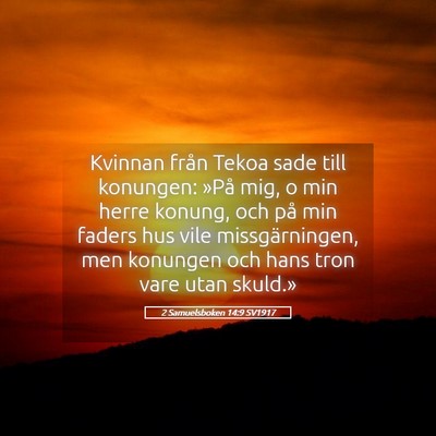 Picture 05 - 2 Samuelsboken 14:9 SV1917 - Kvinnan från Tekoa sade till konungen: »På - Bible Verse Picture