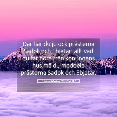 Picture 05 - 2 Samuelsboken 15:35 SV1917 - Där har du ju ock prästerna Sadok och Ebjatar; - Bible Verse Picture