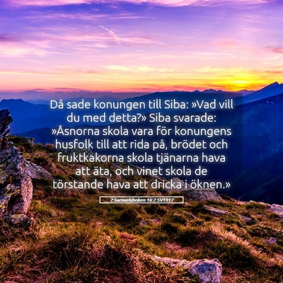Picture 05 - 2 Samuelsboken 16:2 SV1917 - Då sade konungen till Siba: »Vad vill du med - Bible Verse Picture