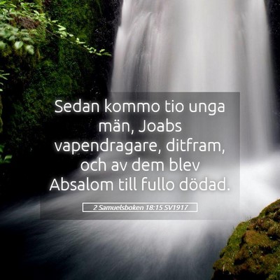 Picture 05 - 2 Samuelsboken 18:15 SV1917 - Sedan kommo tio unga män, Joabs vapendragare, - Bible Verse Picture