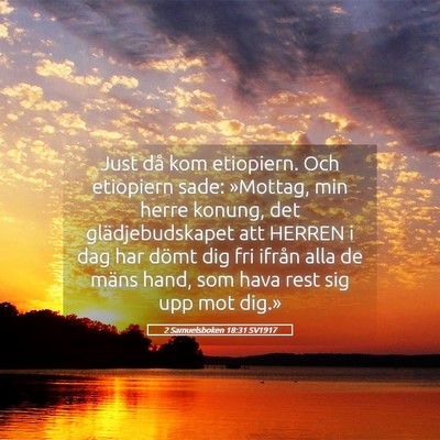 Picture 05 - 2 Samuelsboken 18:31 SV1917 - Just då kom etiopiern. Och etiopiern sade: - Bible Verse Picture