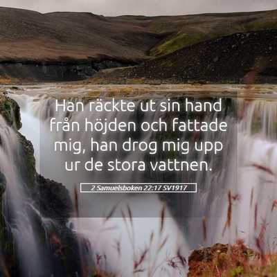 Picture 05 - 2 Samuelsboken 22:17 SV1917 - Han räckte ut sin hand från höjden och fattade - Bible Verse Picture