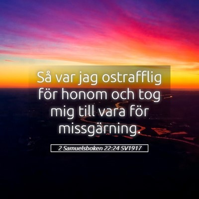 Picture 05 - 2 Samuelsboken 22:24 SV1917 - Så var jag ostrafflig för honom och tog mig - Bible Verse Picture