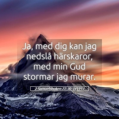 Picture 05 - 2 Samuelsboken 22:30 SV1917 - Ja, med dig kan jag nedslå härskaror, med min - Bible Verse Picture