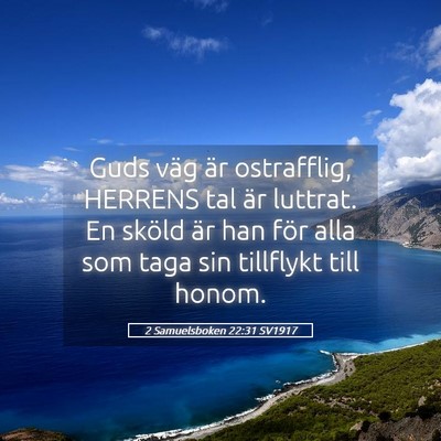Picture 05 - 2 Samuelsboken 22:31 SV1917 - Guds väg är ostrafflig, HERRENS tal är - Bible Verse Picture