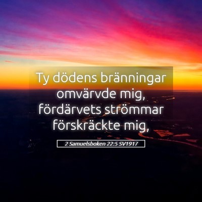 Picture 05 - 2 Samuelsboken 22:5 SV1917 - Ty dödens bränningar omvärvde mig, - Bible Verse Picture