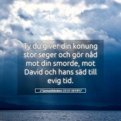 Picture 05 - 2 Samuelsboken 22:51 SV1917 - Ty du giver din konung stor seger och gör nåd - Bible Verse Picture