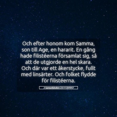 Picture 05 - 2 Samuelsboken 23:11 SV1917 - Och efter honom kom Samma, son till Age, en - Bible Verse Picture