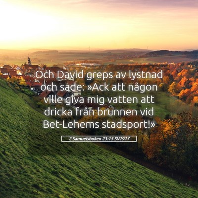 Picture 05 - 2 Samuelsboken 23:15 SV1917 - Och David greps av lystnad och sade: »Ack att - Bible Verse Picture
