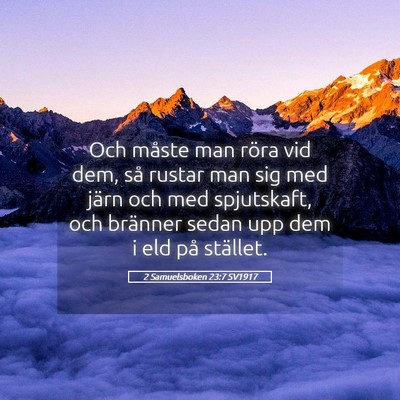 Picture 05 - 2 Samuelsboken 23:7 SV1917 - Och måste man röra vid dem, så rustar man sig - Bible Verse Picture