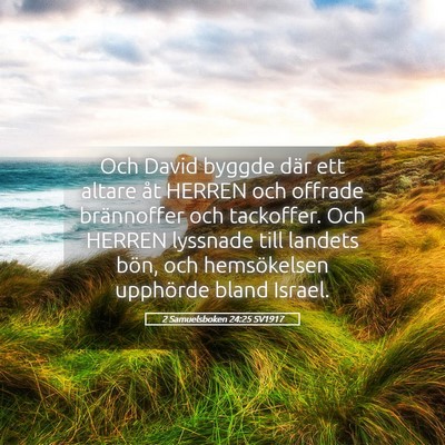 Picture 05 - 2 Samuelsboken 24:25 SV1917 - Och David byggde där ett altare åt HERREN och - Bible Verse Picture