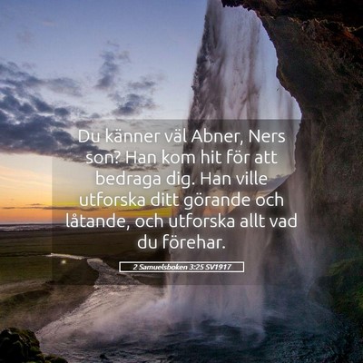 Picture 05 - 2 Samuelsboken 3:25 SV1917 - Du känner väl Abner, Ners son? Han kom hit för - Bible Verse Picture