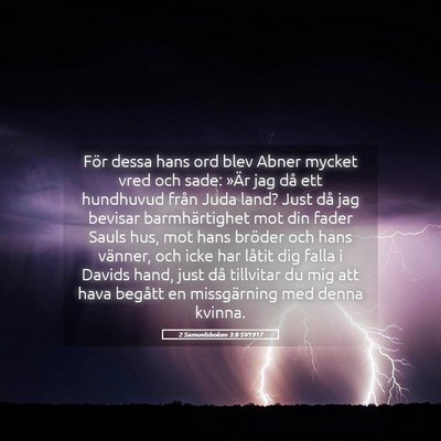 Picture 05 - 2 Samuelsboken 3:8 SV1917 - För dessa hans ord blev Abner mycket vred och - Bible Verse Picture